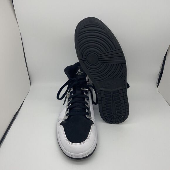 Air Jordan 1 Mid SE, Think‎ 16 Alternate, White/Metallic Silver/Black 11.5